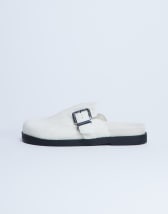 Topshop Amy slip on mule with buckle in neutral pony