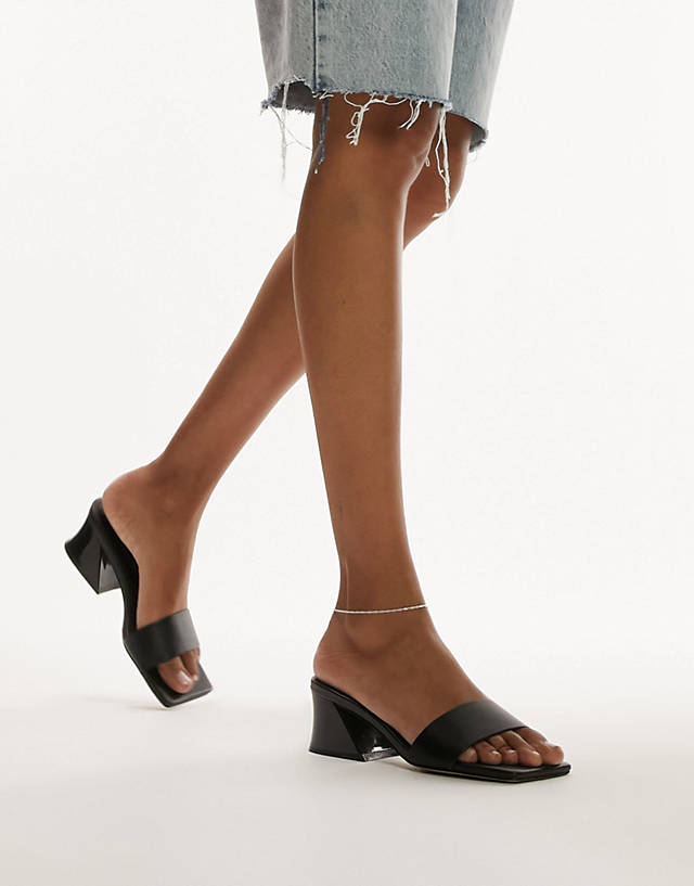 Topshop - andy angular mid heel sandal in black