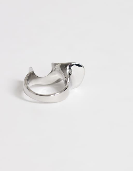 Topshop - Anello argentato in acciaio inossidabile impermeabile, 3 di 3