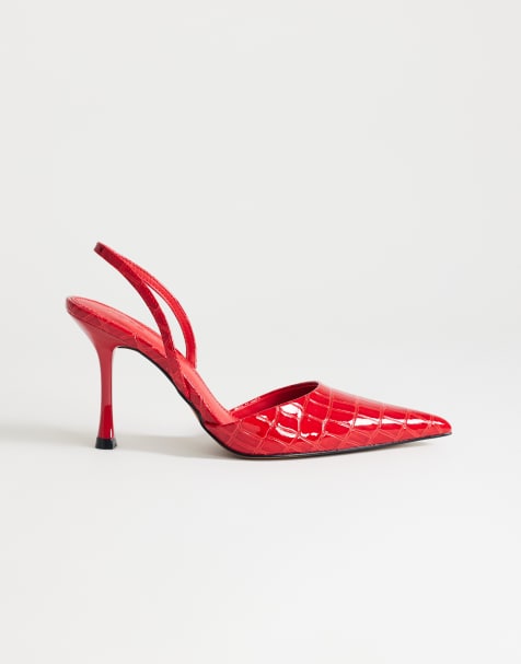 Topshop - Angel - Escarpins vernis effet croco à talon haut - Rouge - view 1