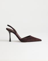 Topshop Angel faux suede heeled court shoe in chocolate