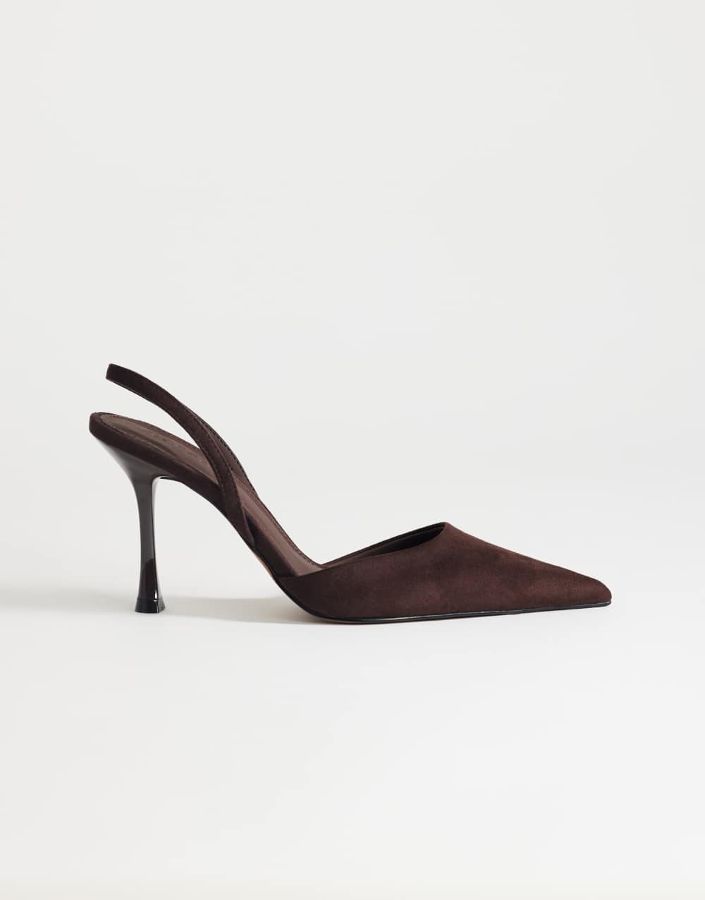 Topshop Angel faux suede high heeled court shoe in chocolate