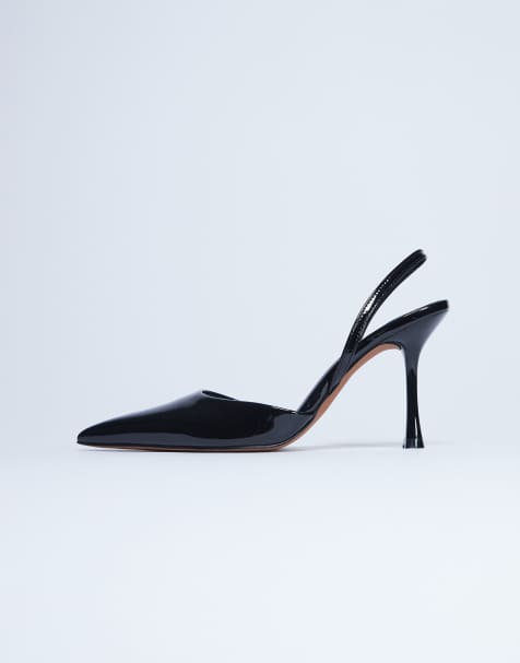 Topshop Angel heeled court shoes in black patent - view 1