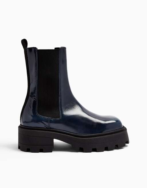 Topshop Angel navy chelsea boots | ASOS