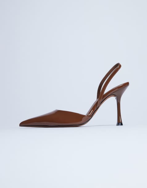 Topshop – Angel – Pumps in hellbrauner Lackoptik mit hohem Absatz - view 1
