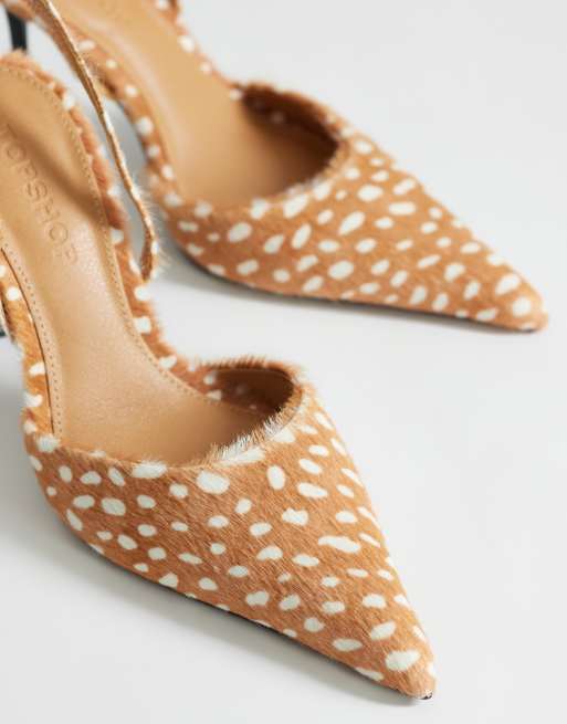 Topshop - Angel - Pumps van echt haar op leer met hertenprint, 2 van 4