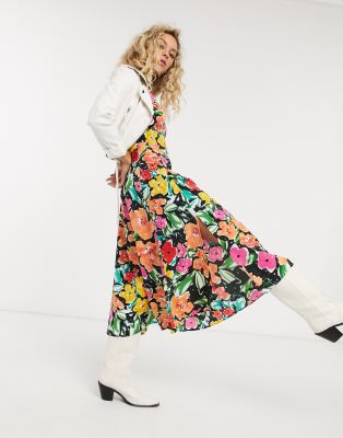 Topshop angel sleeve color block midi 