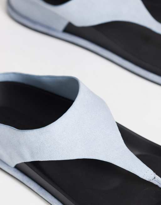 Topshop – Angela – Blåklintsblå, platta sandaler med tårem, formad sula , 3 av 4
