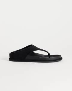 Angela toe thong footbed flat sandal in black 