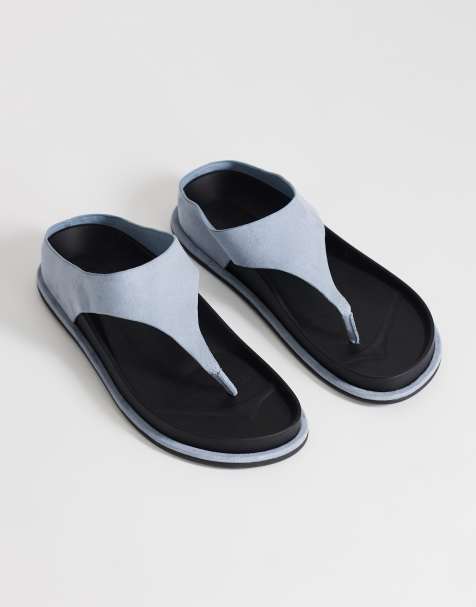 Topshop Angela toe thong footbed flat sandal in cornflower blue - view 1