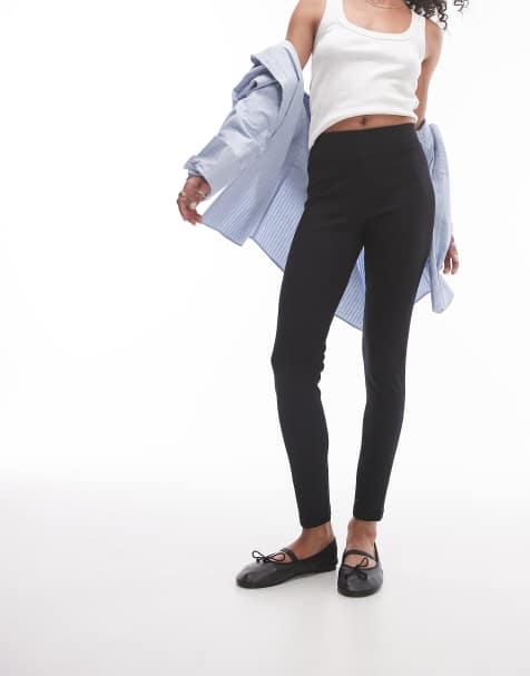 Topshop – Angeraute, gerippte Leggings in Schwarz - view 1