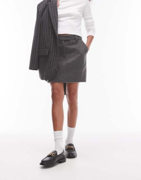Topshop – Angerauter Minirock in Grau, Kombiteil - view 1