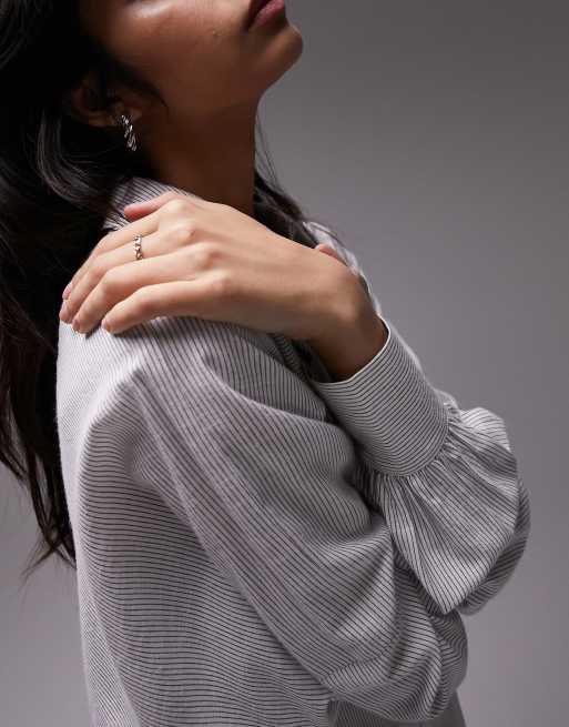 Topshop angled armhole cheesecloth stripe shirt in blue | ASOS