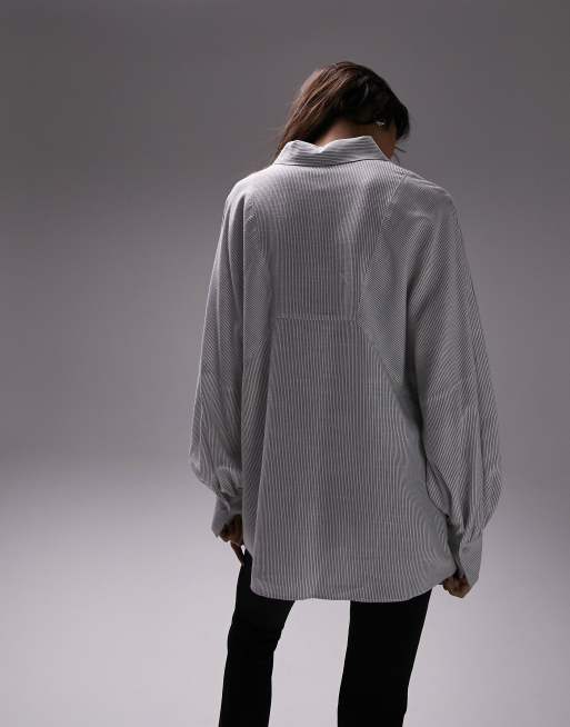 Topshop angled armhole cheesecloth stripe shirt in blue | ASOS