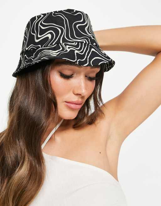 Topshop – Anglerhut in Schwarz mit Wirbelprint, 4 von 4