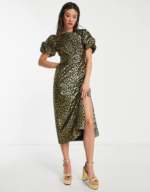 Topshop leopard print midi dress sale