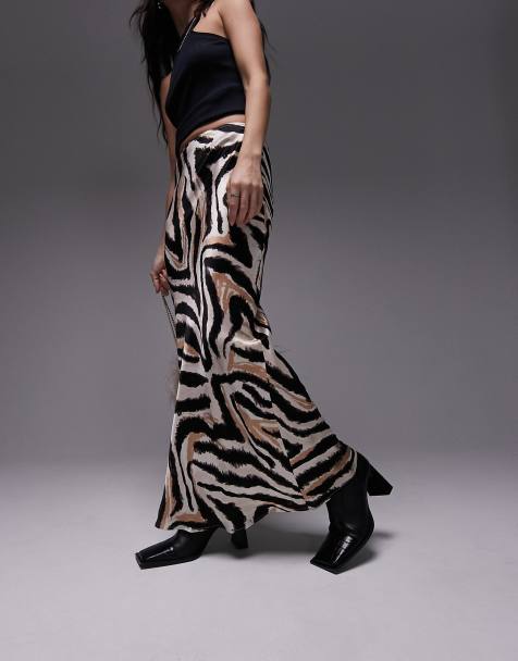 Topshop animal print maxi bias skirt in multi - view 1