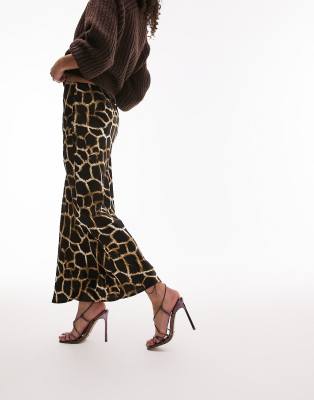 Topshop brown outlet leopard maxi skirt