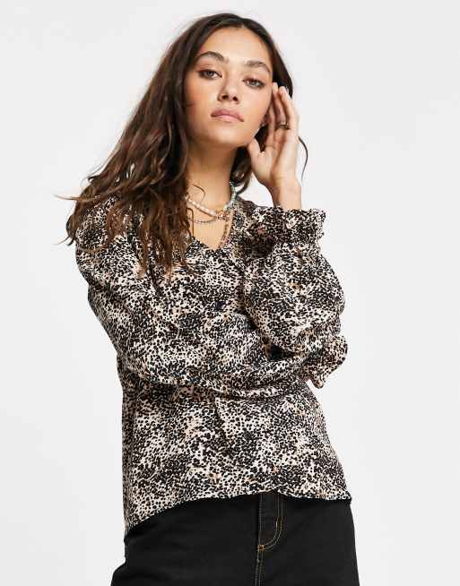 Topshop animal print shirt in pale pink | ASOS