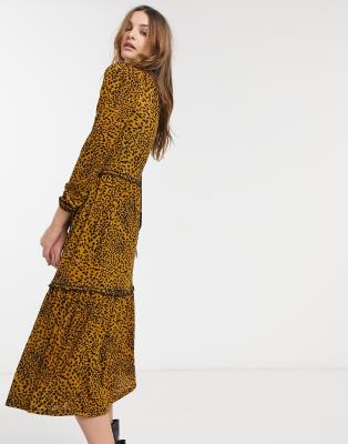 mustard animal print dress