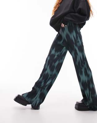 Topshop Animal Printed Plisse Pants In Multi ModeSens