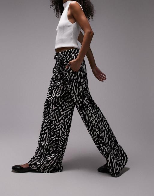 Leopard print satin outlet wide leg trousers