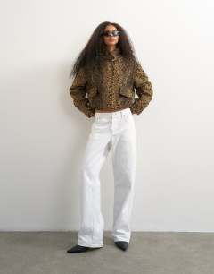 Animal printed wool blend jacket