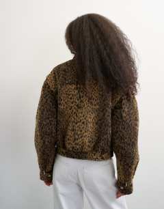 Model wearing Animal printed wool blend jacket