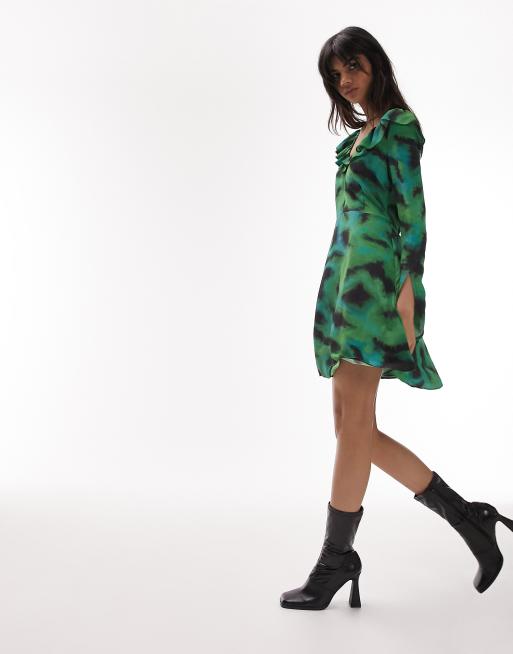 Topshop green store snake print dress