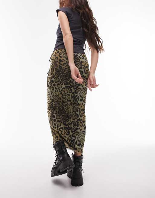 Animal print clearance midi skirt topshop