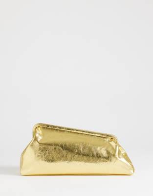 Topshop Anna Angular Clutch Bag In Gold