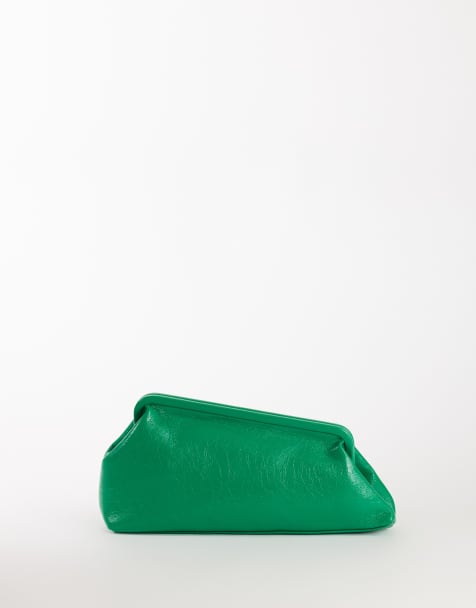 Topshop Anna angular clutch bag in green - view 1