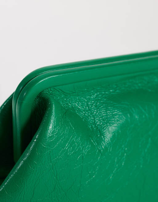 Topshop Anna angular clutch bag in green, 3 of 4