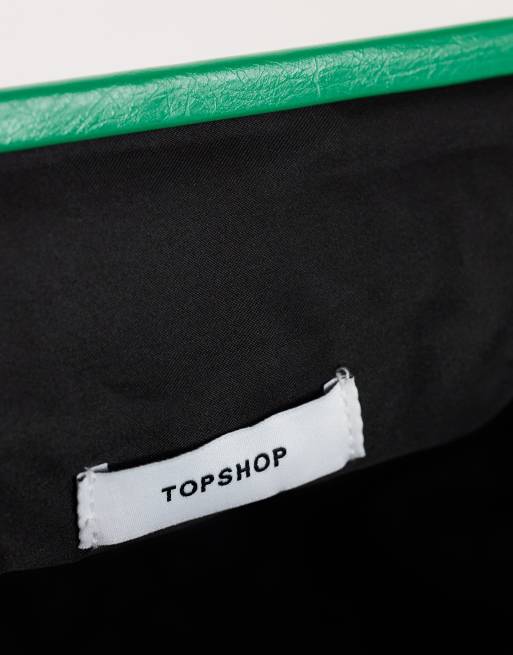 Topshop Anna angular clutch bag in green, 4 of 4