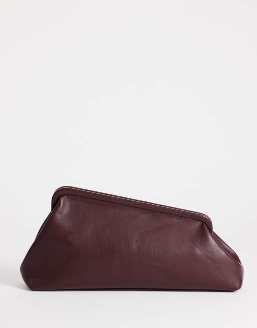 Topshop - Anna - Bolso clutch color berenjena con diseño angular, 1 de 4