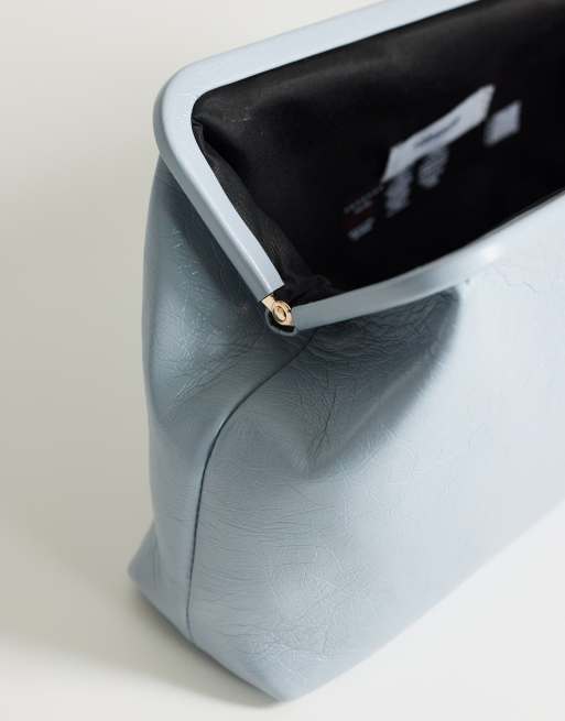 Topshop - Anna - Bolso clutch mediano azul aciano con diseño angular, 3 de 4