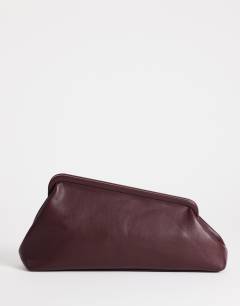 Anna medium angular clutch bag in aubergine