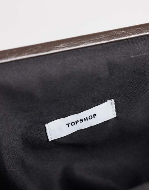 Topshop Anna medium angular clutch bag in chocolate, 4 of 4