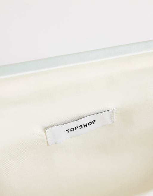 Topshop Anna medium angular clutch bag in sage satin, 4 of 4