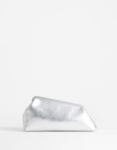 Anna medium angular clutch bag in silver