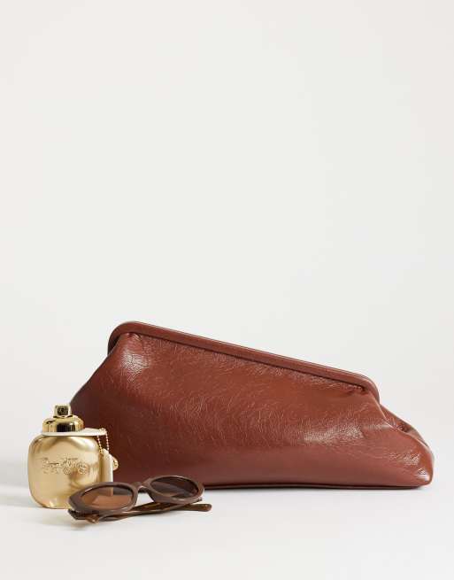 Topshop Anna medium angular clutch purse in tan, 2 of 4