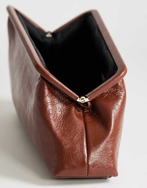 Topshop Anna medium angular clutch purse in tan, 4 of 4