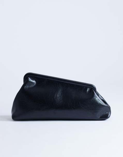 Topshop Anna medium kantet clutch i sort - view 1