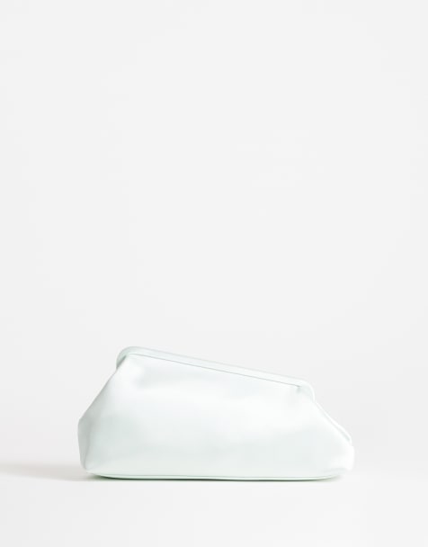 Topshop Anna mittelgroße eckige Clutch aus Salbeisatin - view 1