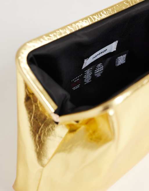 Topshop Anna mittelgroße eckige Clutch in Gold, 3 von 4