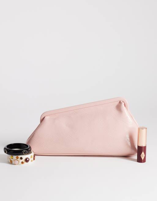 Topshop - Anna - Pink mellemstor clutch med kantet design, 2 af 4