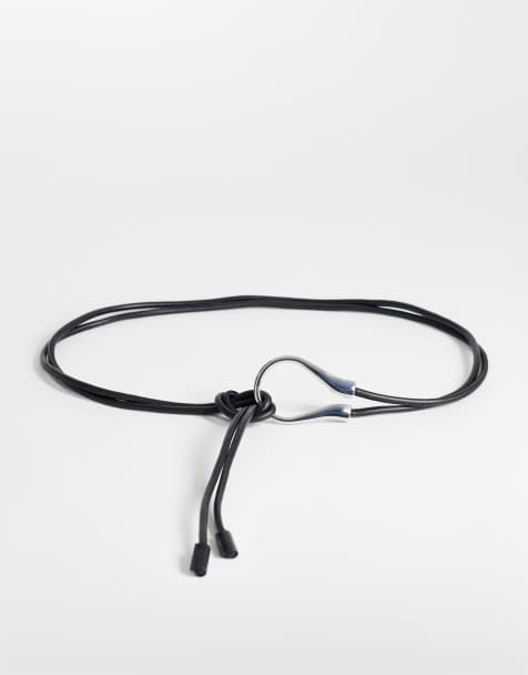 Topshop - Annie - Ceinture nouée à boucle en métal - Noir et argenté - view 1