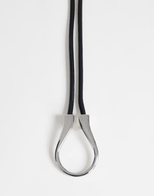 Topshop Annie - cinturón con cierre de hebilla en negro y plateado, 3 de 3