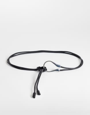 Topshop Annie Hardware Tie Belt In Black