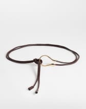Topshop Annie hardware tie belt in chocolate and gold